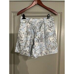 Tommy Hilfiger Blue/Black/White Floral Linen Shorts with tie belt Sz S NWT